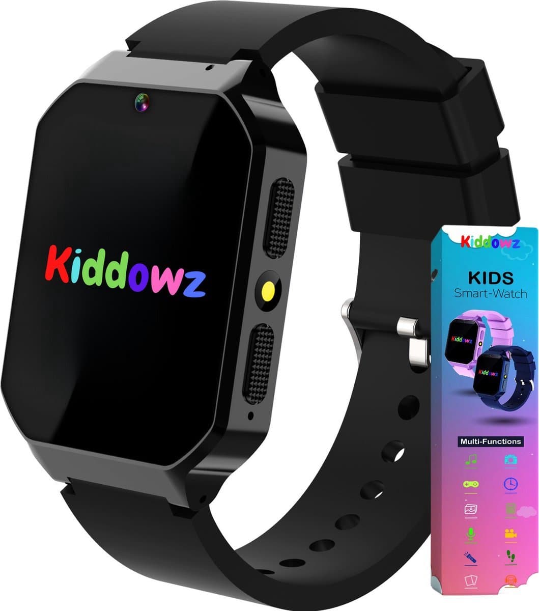 Kiddowz Smartwatch kinderen - Kinderhorloge - 5 t/m 12 jaar - met camera, filters en 26 kids spelletjes - Stappenteller - Zwart V1 — afbeelding 1