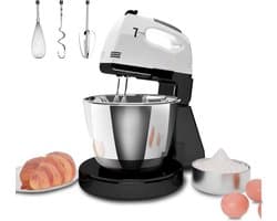 White-Label® Mixer met Mengkom - Keukenmachine - Keukenrobot - Zwart met Wit