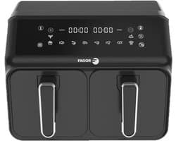 Airfryer 8L - FAGOR - Olievrije friteuse 2 tanks van 4L - 2200W - 8 programma's - Zwart