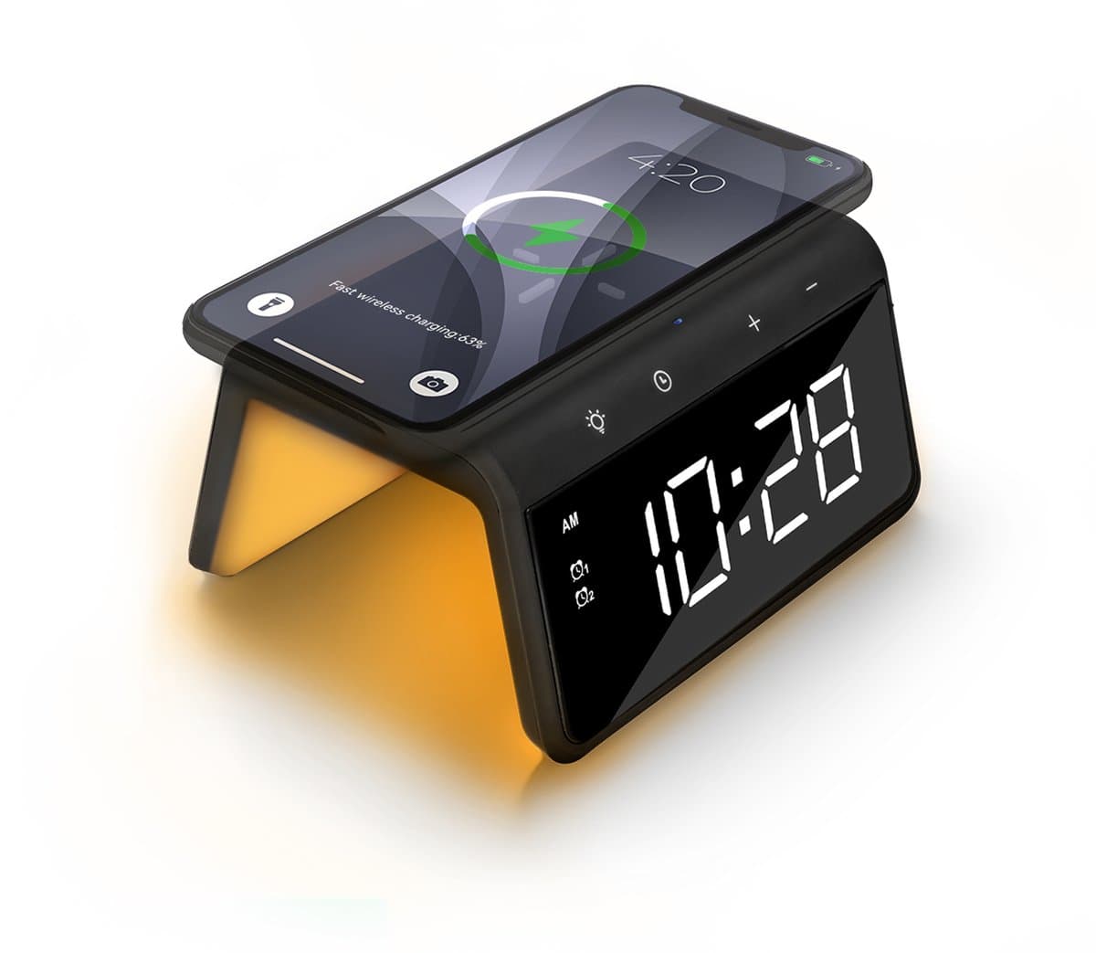 Caliber Wekker - Draadloze Oplader - Wake-up Light - Digitale wekker - Wekkers digitaal - Digitale klok - Zwart — afbeelding 1