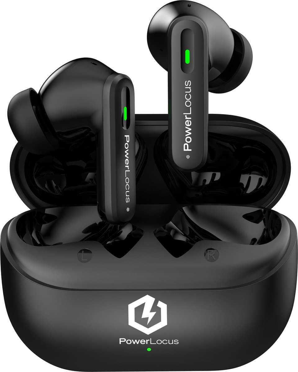 PowerLocus Fit Draadloze Oordopjes - Active Noise Cancelling - Bluetooth oordopjes - ENC Microfoon - Touch Sensor Button - Lange Batterijduur - Zweetbestendig - Zwart — afbeelding 1