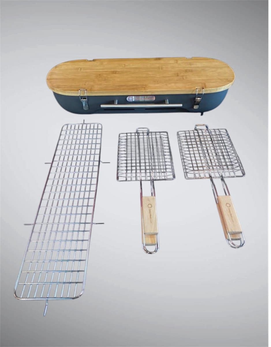 Designnest Flip Grill BBQ Gemakkelijk mee te nemen barbecue met draaibare roosters en geïntegreerde snijplank — afbeelding 1