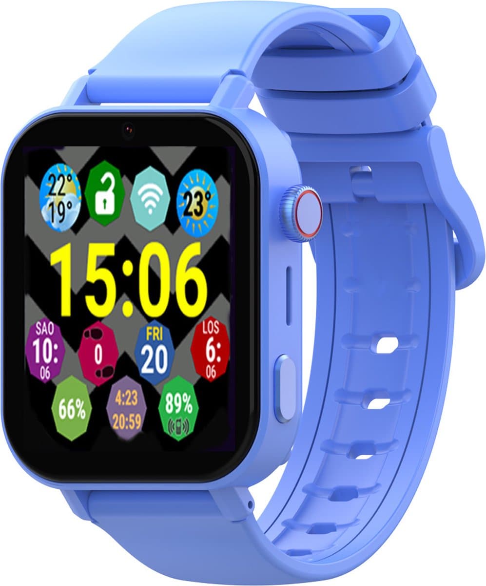 Royal Supplies Pixiepulse - Smartwatch- Smartwatch kinderen- 2026 Model- HD -GPS Tracker- Camera - SOS-alarm - Waterdicht - iOS en Android - GPS Horloge Kind- Videobellen - Screenprotector- Blauw — afbeelding 1