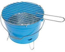 Barrel Barbecue Grill - Blauw of rood - Metaal - 27 x 23 cm - handig voor op reis - picknick - balkon - bbq