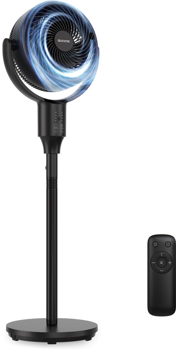 Auronic Statiefventilator - Staande Ventilator - Luchtkoeler - Vloer en tafelventilator - Omni - 3 Snelheden - Stille Ventilator - Fan - Met Afstandsbediening - Zwart — afbeelding 1