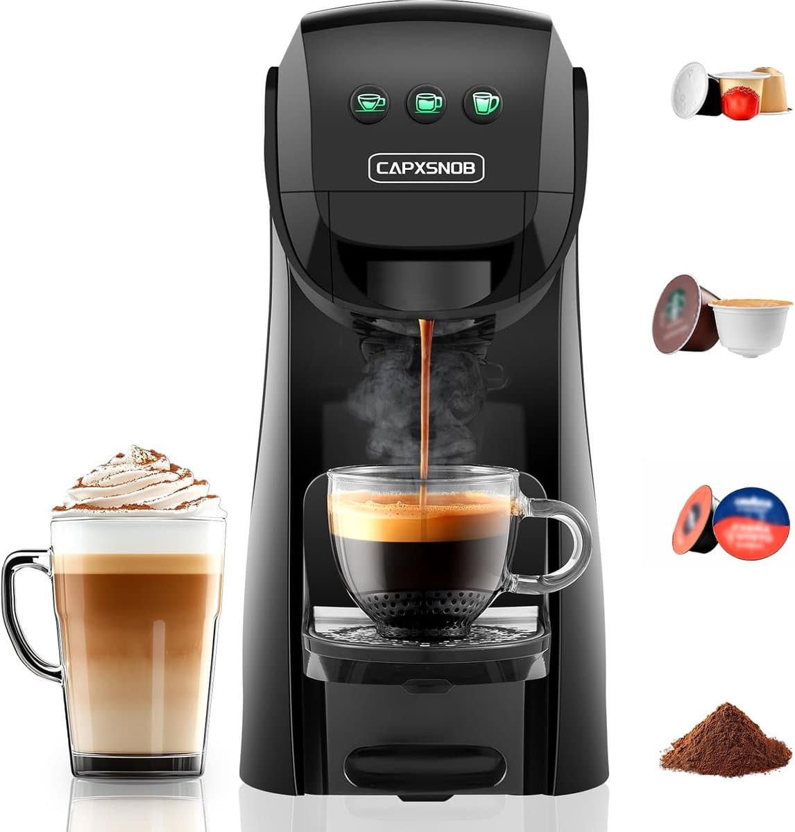 Koffiezetapparaat - Koffie machine - Thuisgebruik Kantoor - 4-in-1 Systeem - 082 L Reservoir - Zwart — afbeelding 1
