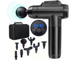 JOYNEXTBUY - Massage Gun - Opbergkoffer - Professioneel Massagepistool - Diepe Spiermassage - 99 Snelheden - Massagekoppen - Zwart