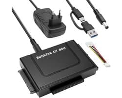 Hard Drive Adapter 6Gbps USB 3.1 naar IDE/SATA voor 2.5/3.5 inch HDD met Voeding en SATA Kabel voor Windows 11/10/8/7/XP/Vista