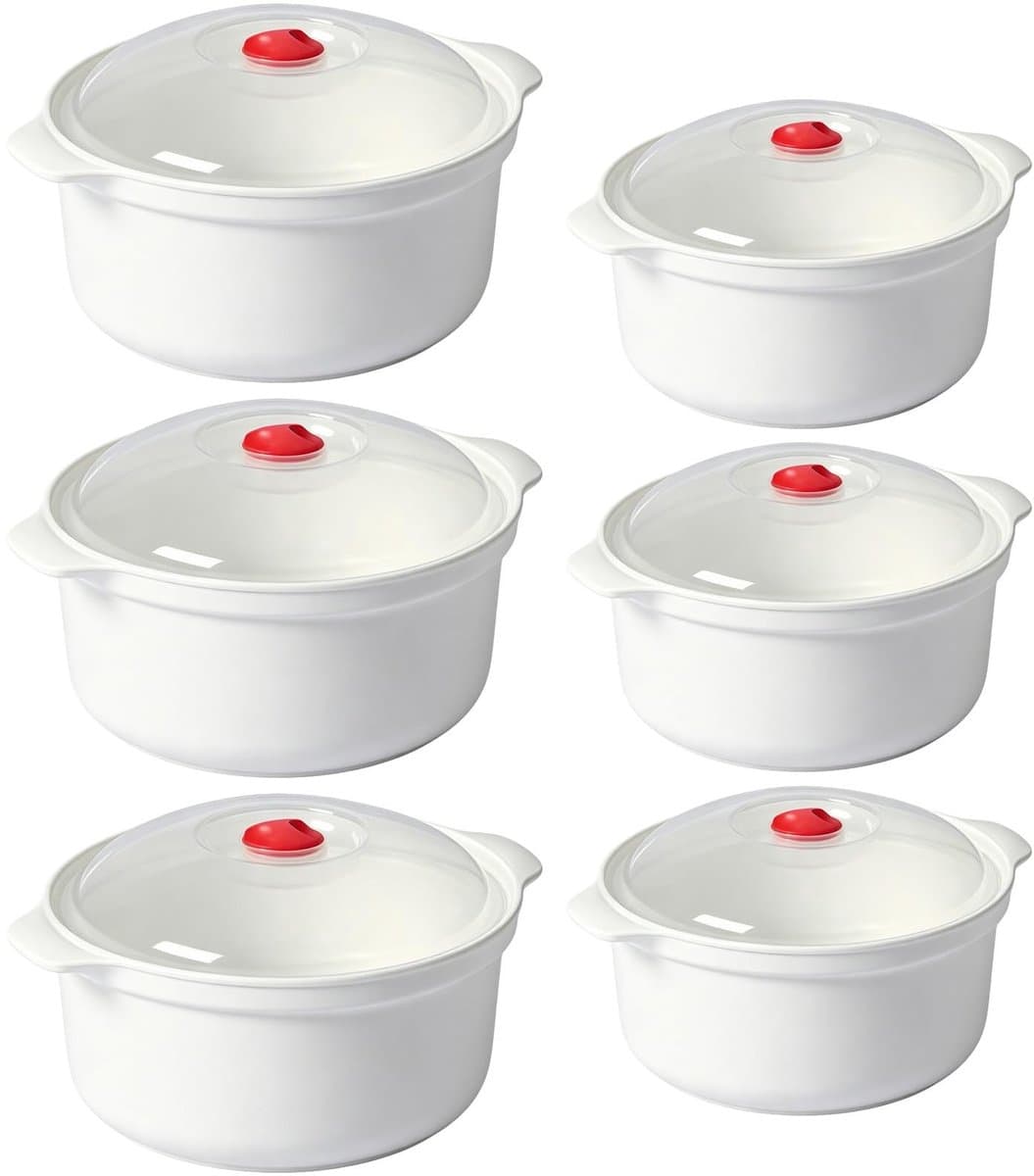 Omgoods - 6-delige Magnetron Servies Set met Deksel en Stoomklep — afbeelding 1