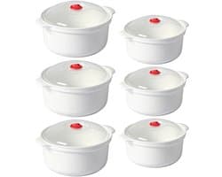 Omgoods - 6-delige Magnetron Servies Set met Deksel en Stoomklep