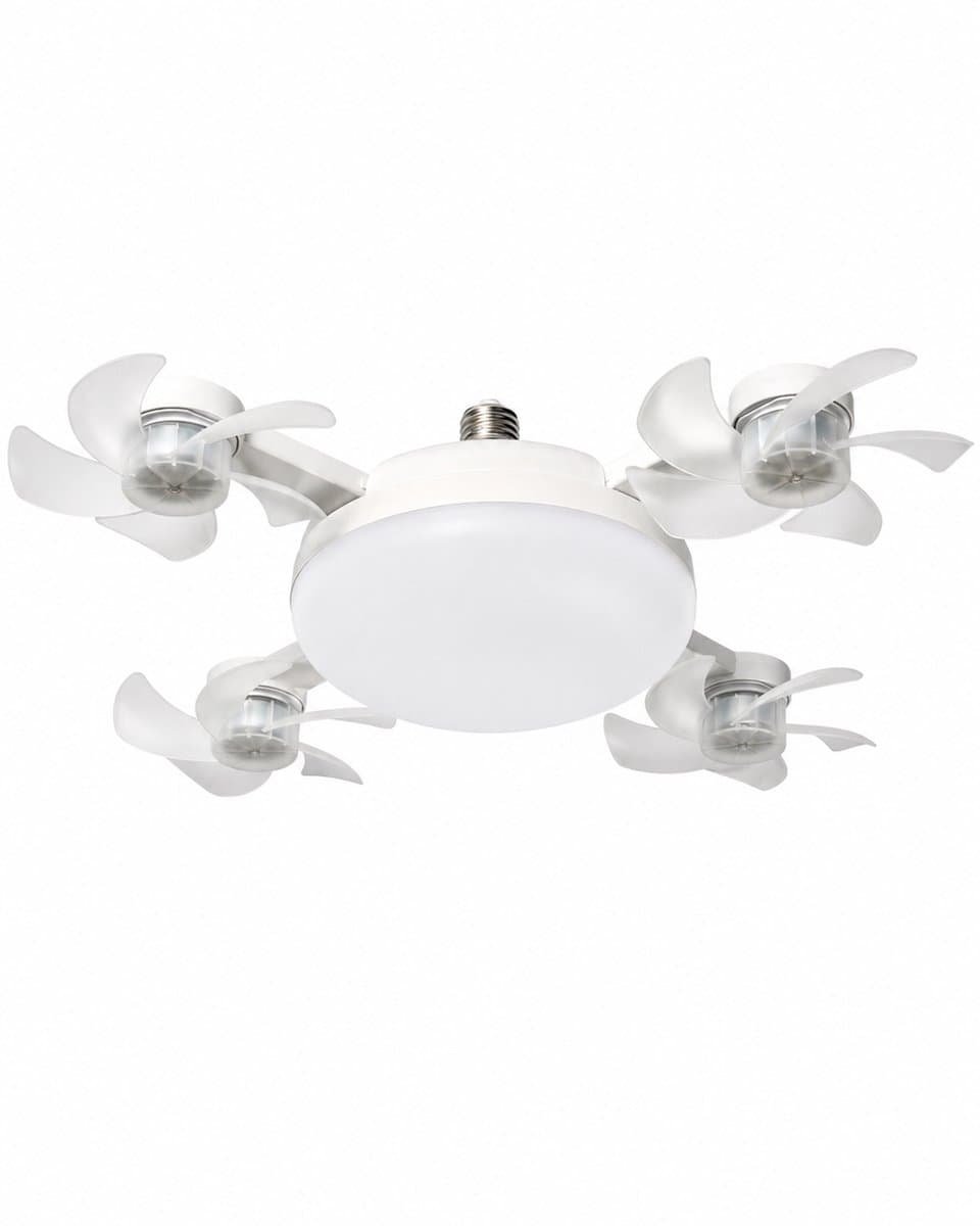 Plafondventilator met Lamp - E27 Ventilatorlamp 50 cm - 3 Windsnelheden - 3 Lichtkleuren - Timer 2H/4H - Afstandsbediening - Stille Plafondventilator - Wit — afbeelding 1