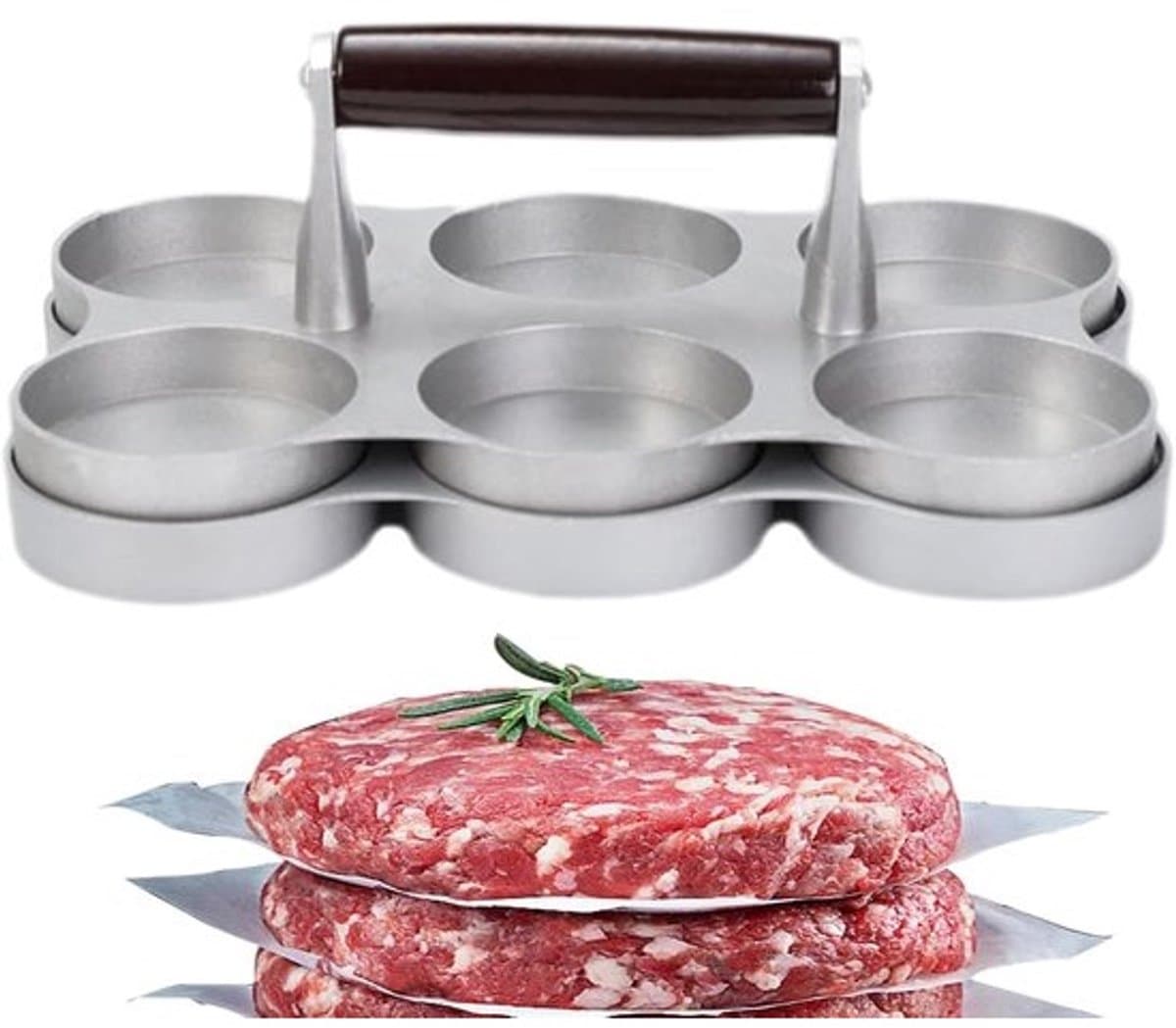 Vlees Patty Maker - Hamburger Pers - Perfecte Burgers Maken - 6 Kleine Roosters - 22.3x14.8x8.5cm — afbeelding 1