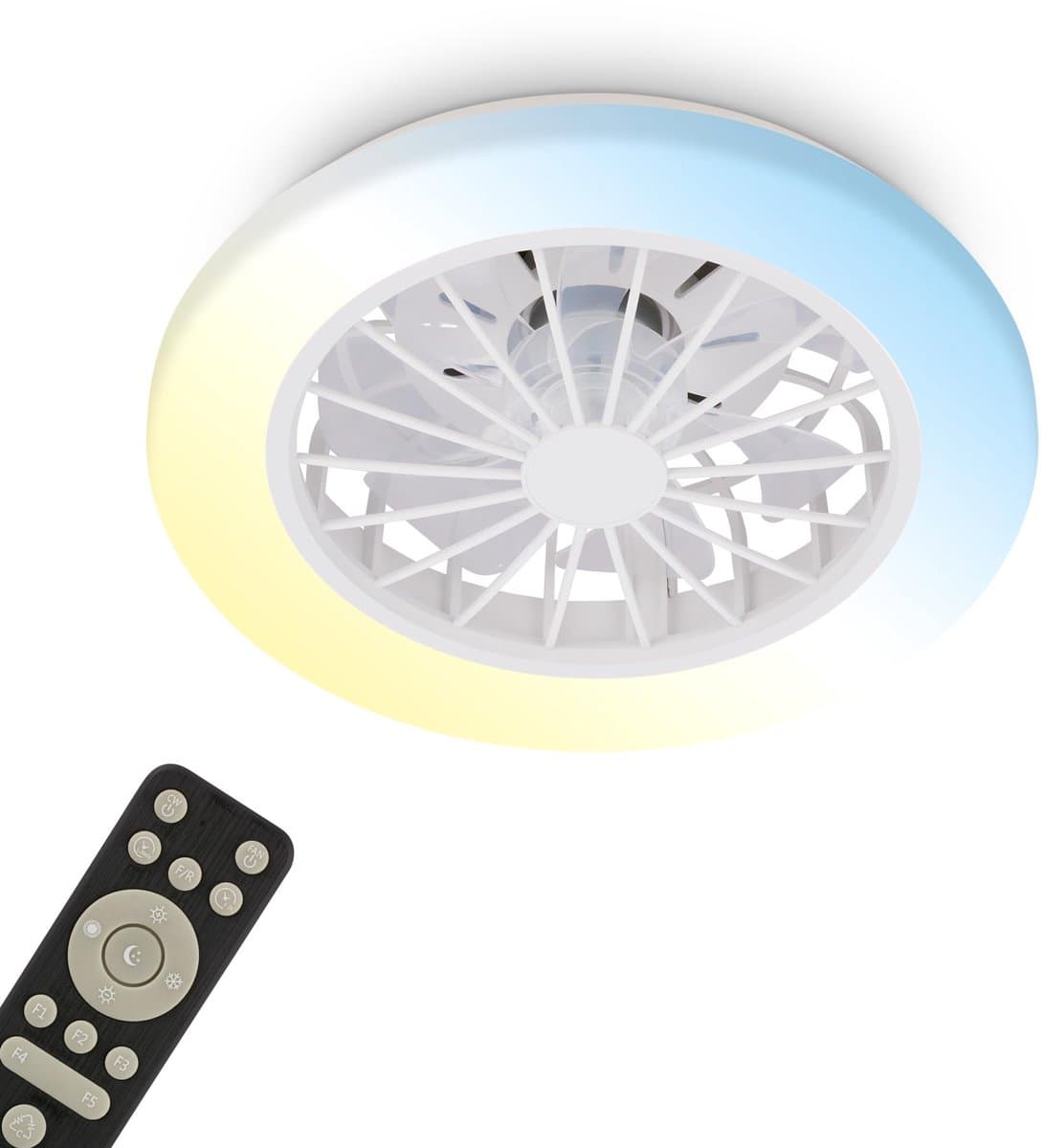 Plafondventilator met Lamp – Stil DC Motor – Dimbare LED – 5 Snelheden – Afstandsbediening – Wit — afbeelding 1