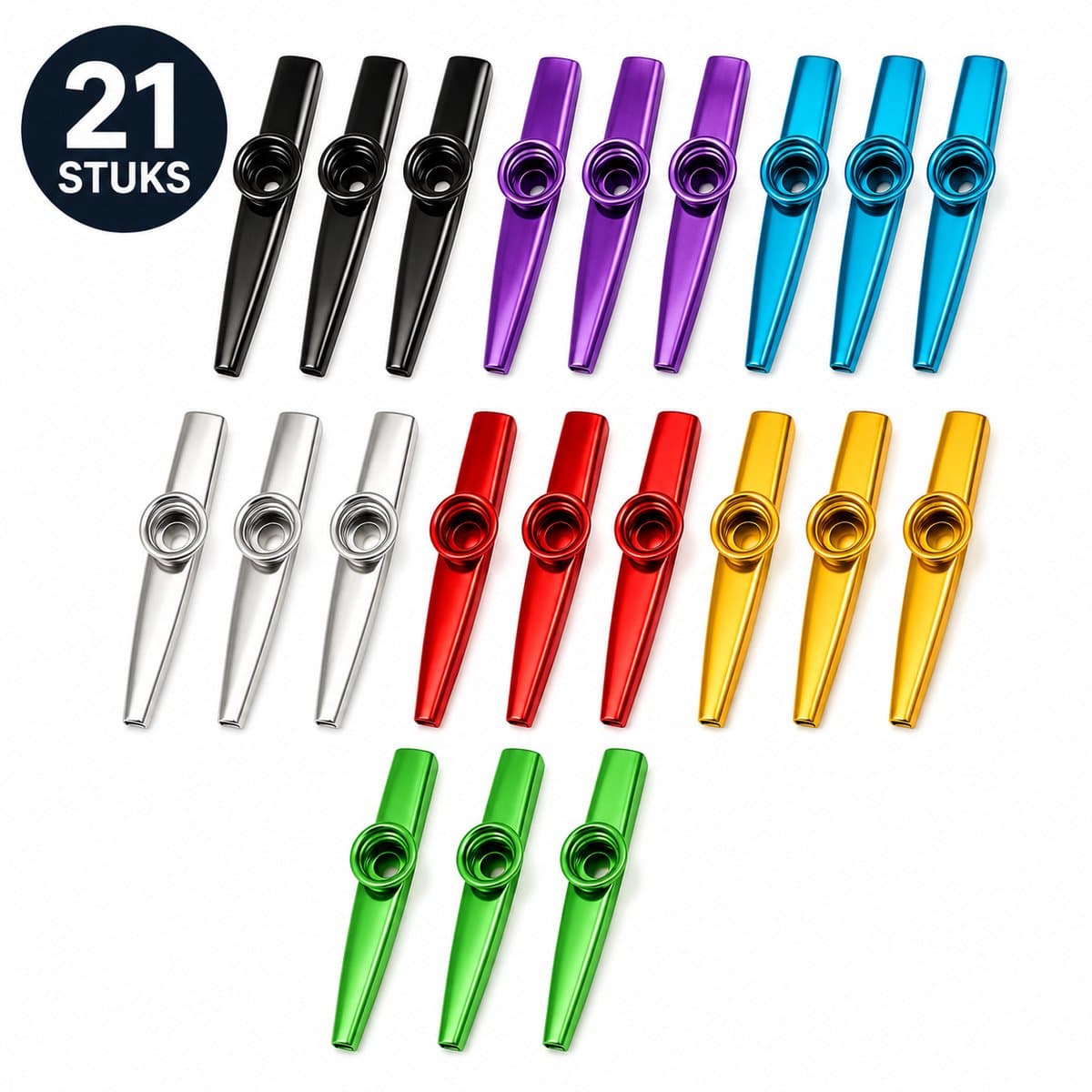 Kazoo - metaal Kazoo - 21 stuks gekleurde Kazoos - Kazoo fluit - muziekinstrument metaal — afbeelding 1