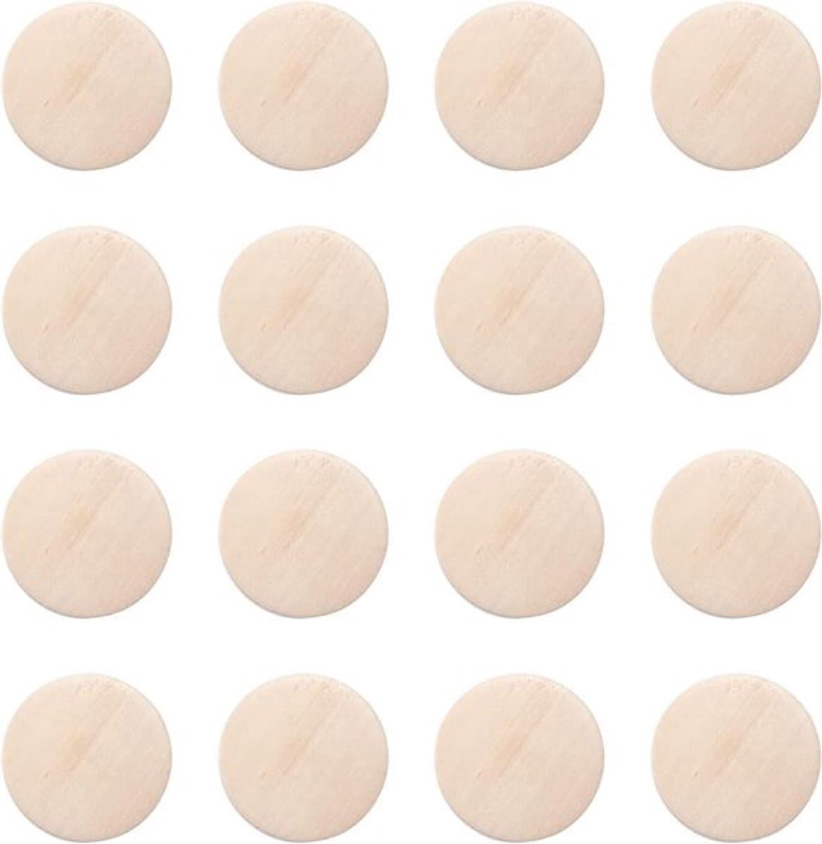 Set van 50 platte ronde houten kralen van 25 x 5 mm in natuurlijke, onafgewerkte staat voor creatieve knutselprojecten en sieraden maken — afbeelding 1