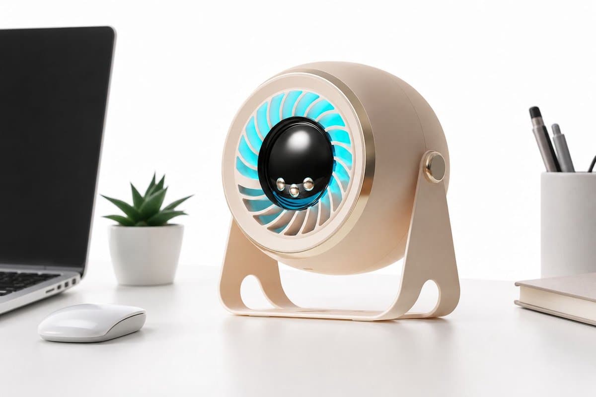 VHV-360° Desktopventilator - Oscillerende Tafelventilator met Krachtige Luchtstroom - Hoge Snelheid Bureauventilator Oplaadbaar - Stille Luchtcirculator met Lange Batterijduur voor Kantoor, Slaapkamer en Camping — afbeelding 1