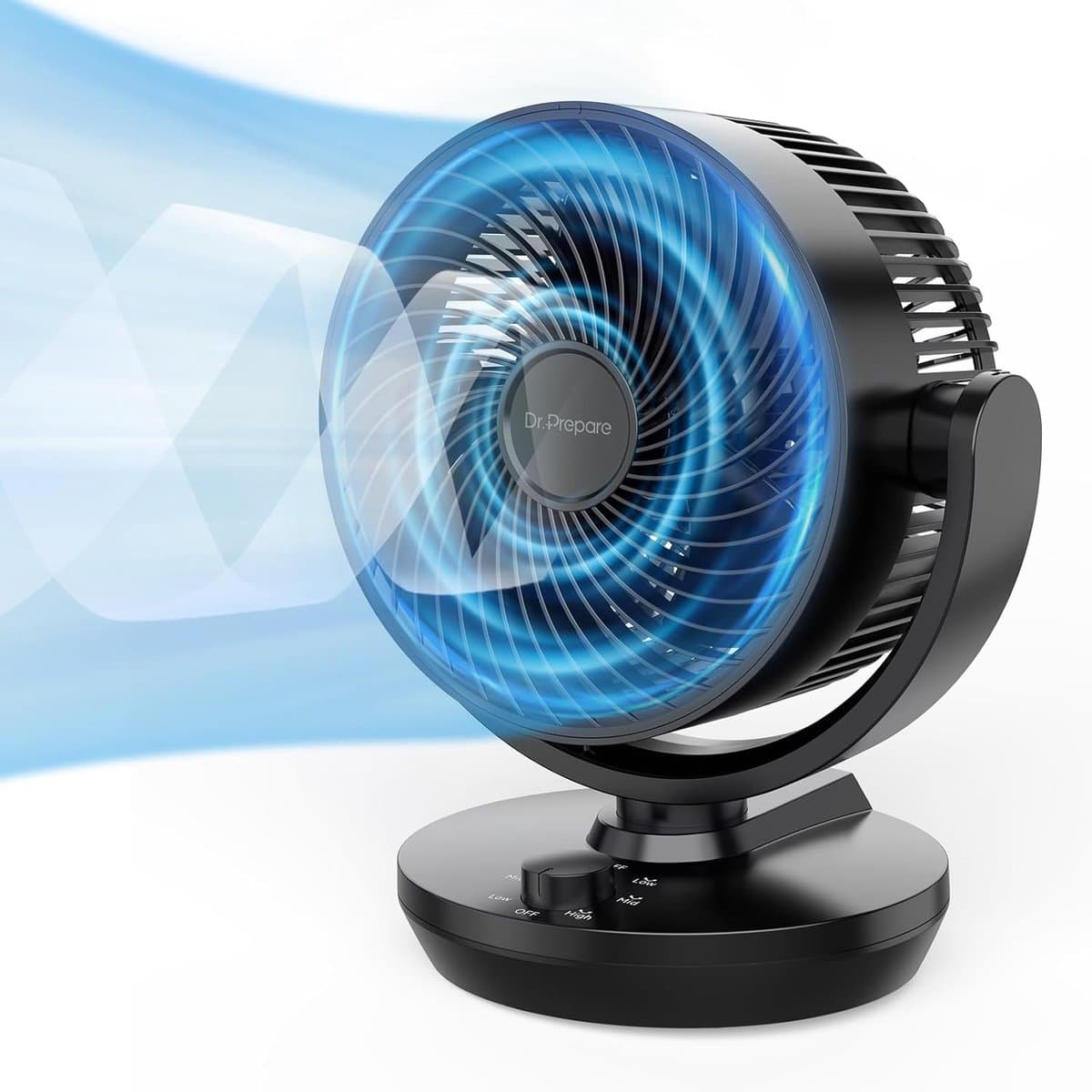 Tafelventilator Stil – Luchtcirculator – 3 Snelheden – Oscillerend – 20 cm – 33W Zwart — afbeelding 1