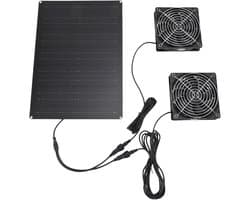 Zonneventilator - Afzuigventilator - Kas Ventileren - Zonne-energie Aangedreven - 36 x 25 x 5 cm - Zwart