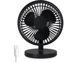 Tafelventilator Stil – Oplaadbaar via USB-C – 3 Snelheden – 2000 mAh – 90° Kantelbaar