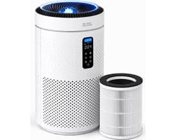BLANC SQUARE Luchtreiniger Air Purifier PRO XL - HEPA 13 + Koolstoffilter + UV Desinfectie - CADR 400m³/h 100m² - Filtert Pollen, Geurtjes en Stof - Automatisch + 3 Standen - Clean Air Slaapkamer stand - Luchtkwaliteitsindicator