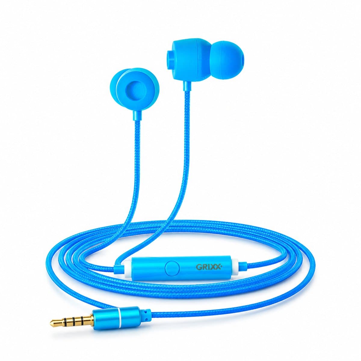 Grixx oordopjes met draad - 3.5mm jack - microfoon - handsfree bellen - blauw — afbeelding 1