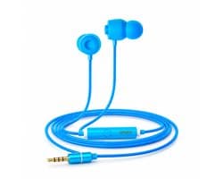 Grixx oordopjes met draad - 3.5mm jack - microfoon - handsfree bellen - blauw