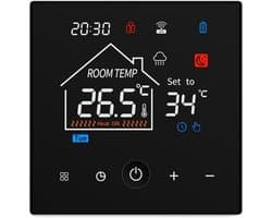 Slimme Thermostaat - Wifi Thermostaat Vloerverwarming - Comfort Verhogend - App Afstandsbediening - 86 x 86 mm - Zwart