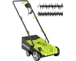 Elektrische Verticuteermachine – Gazonbeluchter – Mosverwijderaar – Wortelverwijderaar – Gazonverzorging – 2-in-1 Rolensysteem – 1500 Watt Motor – Werkbreedte 32 cm – 30 Liter Opvangbak – Instelbare Werkdiepte