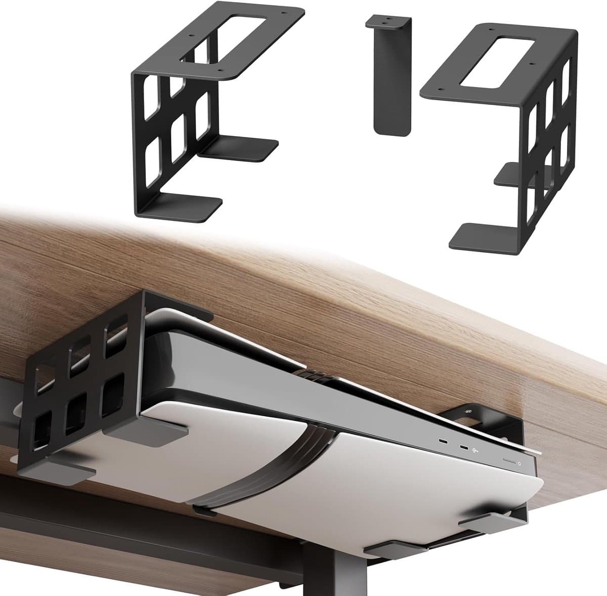 Horizontale Tafelhouder en Verticale Wandbeugel voor PS5 en Xbox Consoles - Stevige Consolehouder voor Bureau en Muur, Zwart, Geschikt voor PS5 Pro, PS5 Slim en Xbox Series S — afbeelding 1