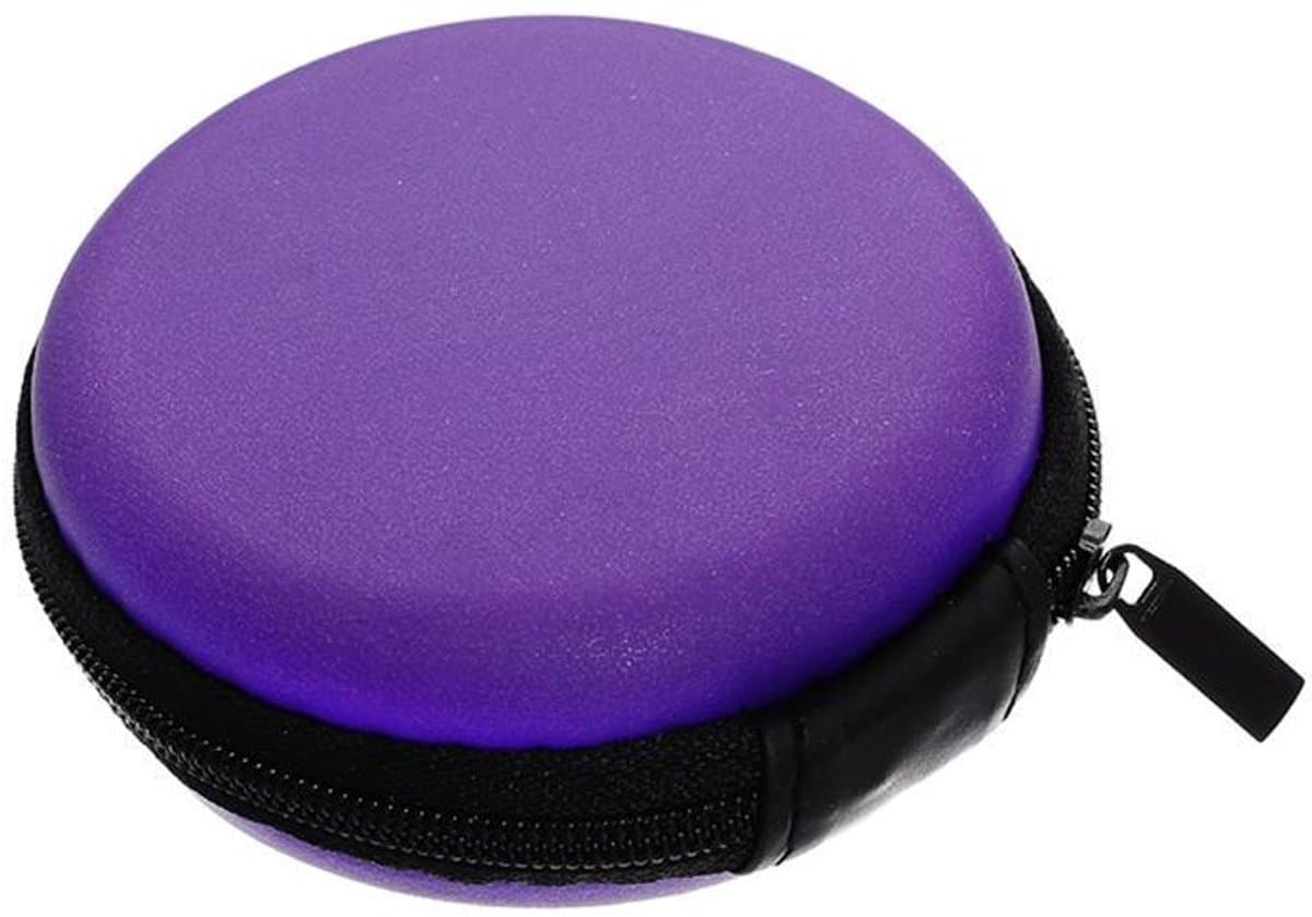 *** Opberg-Doosje - Kabel-Tasje - Etui - Reistasje - Hardcover in stijlvol paars - Organiseer je oortjes - van Heble® *** — afbeelding 1