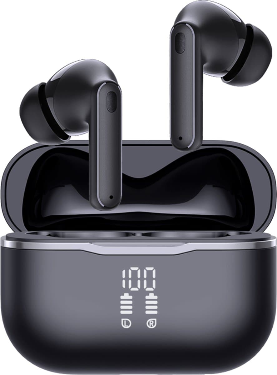 Siltcon® SoundWave Ultra - Oortjes Draadloos - Draadloze Oordopjes - Bluetooth Oordopjes – True Noise Cancelling ANC + ENC - BT 6.0 – Universeel – Tot 50 Uur Batterij - LED Display – 6 Mic - Met APP Voor Instellingen - Geschikt voor iOS en Android — afbeelding 1