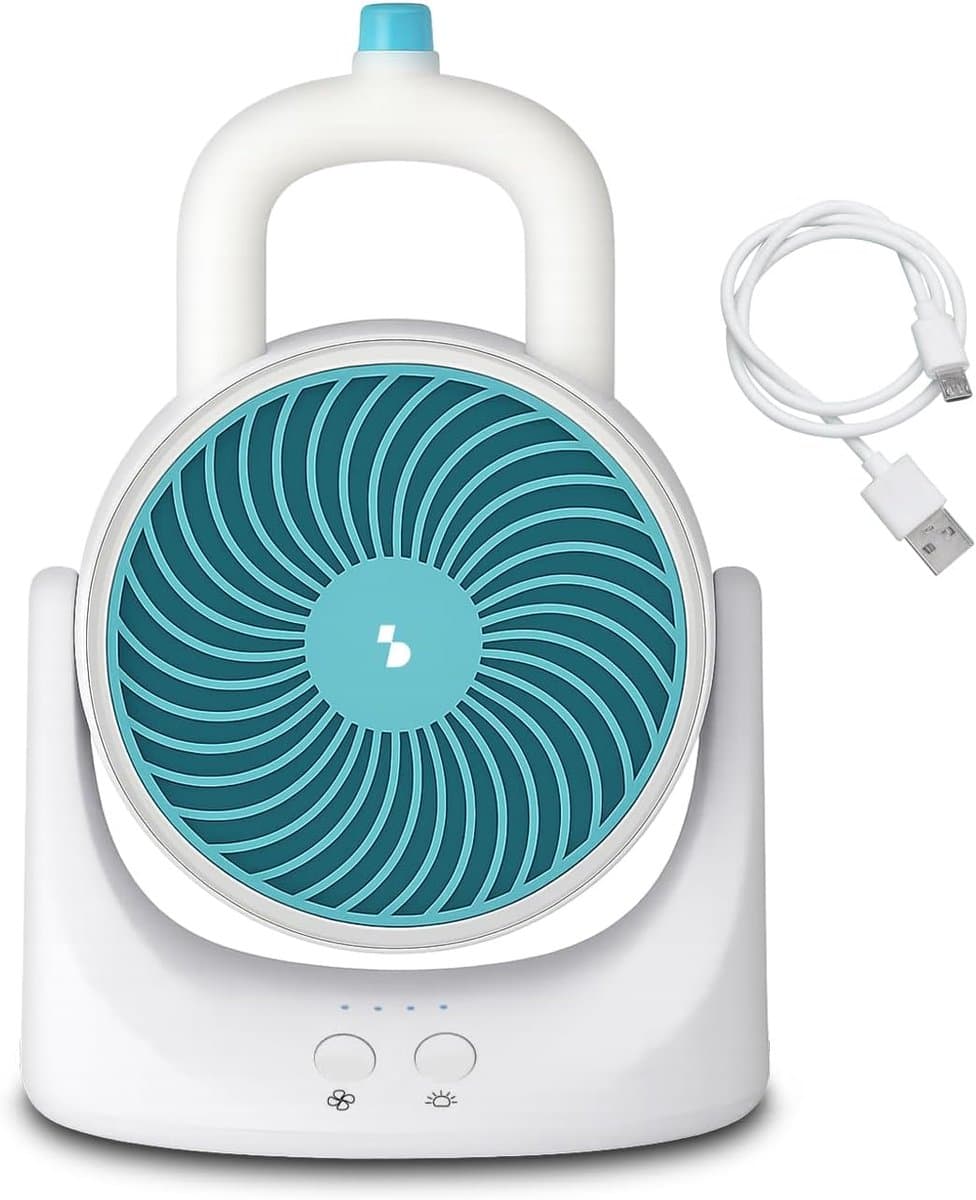 Mini airco luchtkoeler USB draagbaar met 3 snelheden, LED verlichting, ijsbakjes en verstelbare luchtstroom — afbeelding 1