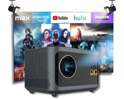 Beamer 4K - WiFi 6 - Bluetooth 5.4 - Ideaal voor thuis en kamperen - SnelShoppen