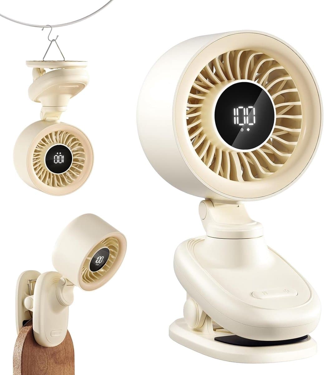 Clipventilator – Oplaadbare USB Tafelventilator – Fluisterstil – Oscillerend – Timer – 3600 mAh – Wit — afbeelding 1