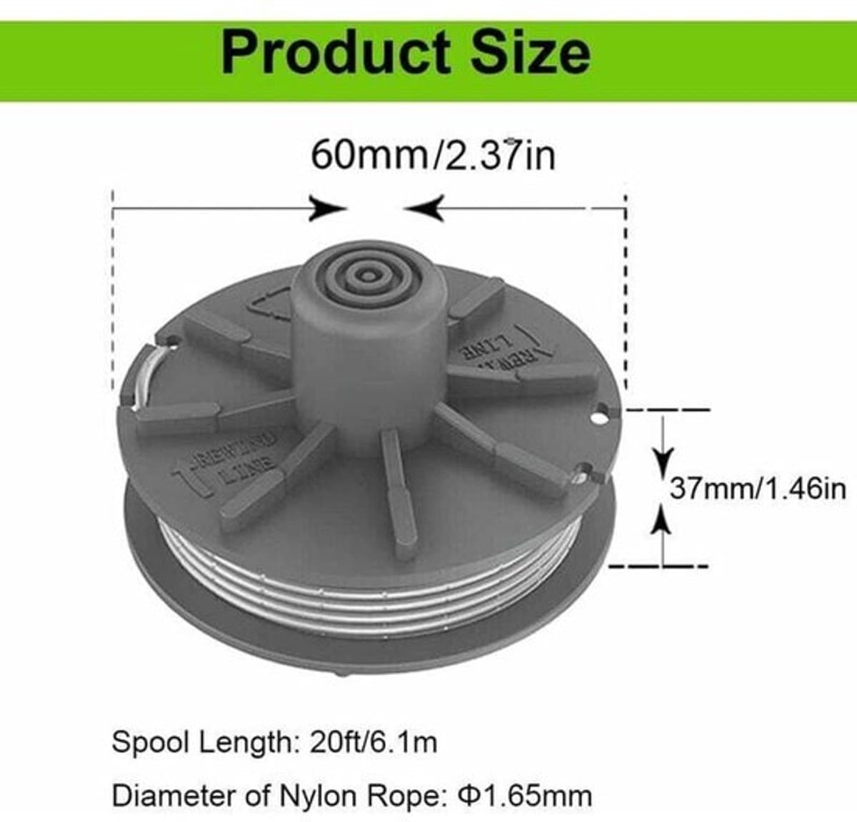 Geschikt geschikt voor Gardena grasmaaierspoelen, 3-pack, geschikt voor Turbo grasmaaier 5307-20, 6 geschikt voorer kabellengte. — afbeelding 1