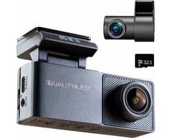Quality4Less™ - Dashcam voor Auto - 4K Ultra HD - Voor en achter camera - Wifi & GPS - Nachtzicht - Besturing via app - 170 graden kijkhoek - G-sensor - loop recording - Incl. 32GB SD-kaart
