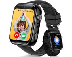 FOSMET 4G Smartwatch Kinderen - KidsWatch - Kinder Smartwatch - GPS Horloge Kind - SOS Knop - Tweeweg-gesprekken - GPS Horloge Kind - Kinderhorloge met Simkaart - Videobellen - Geschikt voor 4-12 Jaar - Jongen / Meisje - Zwart