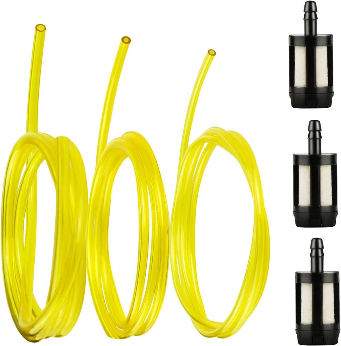 SnelShoppen - Flexibele PVC Brandstofslang - 3 Stuks met 3 Benzinefilters - 1 Meter - Voor Grasmaaier, Bosmaaier en Kettingzaag - Duurzaam, Corrosiebe — afbeelding 1