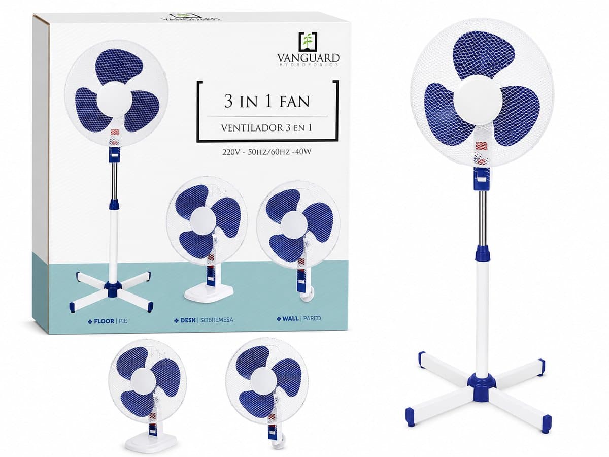 Vanguard Ventilator 3 in 1 - 40 watt - Industrial - Zeer Krachtige Ventilator - Statief, ophangen of neerzetten - Kop van 45.5cm — afbeelding 1