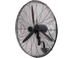 Industriële Wandventilator - Muurventilator Krachtige Ventilator - Werkplaats Koelen - 3 Snelheden Automatische Oscillatie - 80 x 75 cm - Zwart