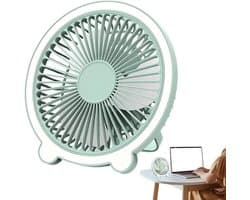 Stille Bureauventilator - Draagbare Ventilator - Frisse Lucht - Met Nachtlampje - 20.5 cm Hoog - Groen