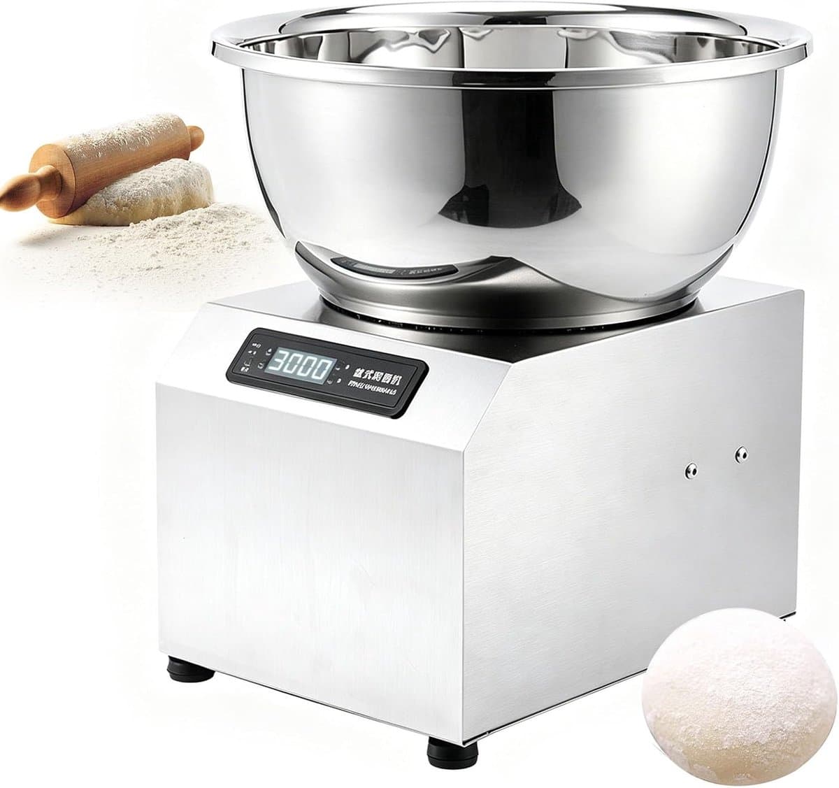Elektrische Deegmenger - Spiraal Mixer - Brood Bakken - Krachtige Motor - 3kg Kom - Zilver — afbeelding 1