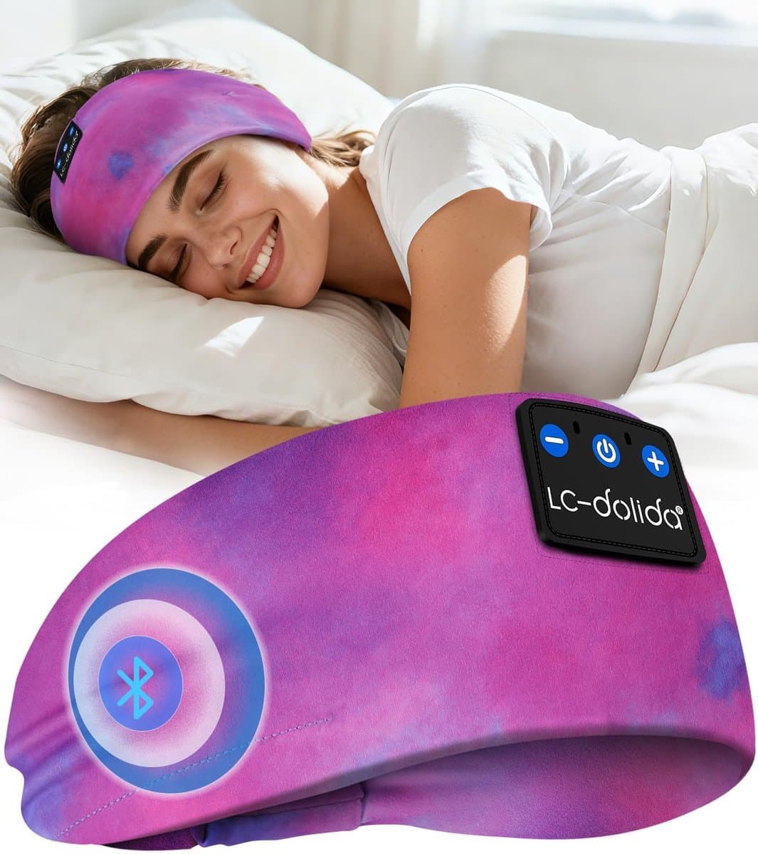 Bluetooth Slaap Hoofdband met Koptelefoon - Draadloze Sport Hoofdband - Bluetooth 5.4 - Zachte Muziek Hoofdband - Slaapmasker en Koptelefoon - Ingebouwde Microfoon - Voor Sport Yoga Hardlopen en Reizen — afbeelding 1