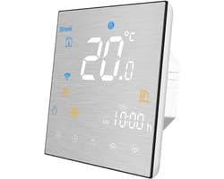 Slimme Thermostaat - Temperatuur Controller - Comfortabel Huis - 5+2 Dagen Schema - 86x86mm - Zilver