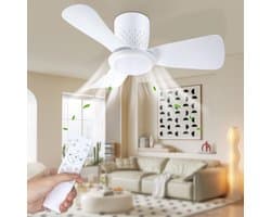 Epochglo Plafondventilator met Verlichting - Ø 71cm - 20W DC Motor - Fluisterstil - Dimbaar LED 3000-6500K - Reversibel (Winterstand) - Afstandsbediening - Timer - Geheugenfunctie - Plafondlamp Ventilator Voor Slaapkamer & Woonkamer - Wit — afbeelding 1