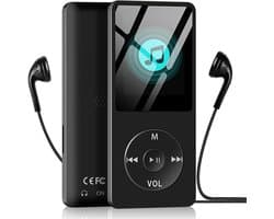 Bluetooth-mp3-speler met 128 GB TF-kaart, draadloze muziekspeler met lange batterijduur, USB-bestandsoverdracht, ondersteuning voor uitbreidbaar geheugen, compatibel met hoofdtelefoons, autoradio's en luidsprekers