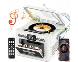 All-in-1 Speler - 7-in-1 CD Speler - Cassettespeler - Bluetooth Luidspreker - FM Radio - USB & SD & AUX - 5000mAh - Opnemen - LED Display & Afstandsbediening - Retro CD Speler - Voor Slaapkamer Woonkamer en Kantoor - Cadeau