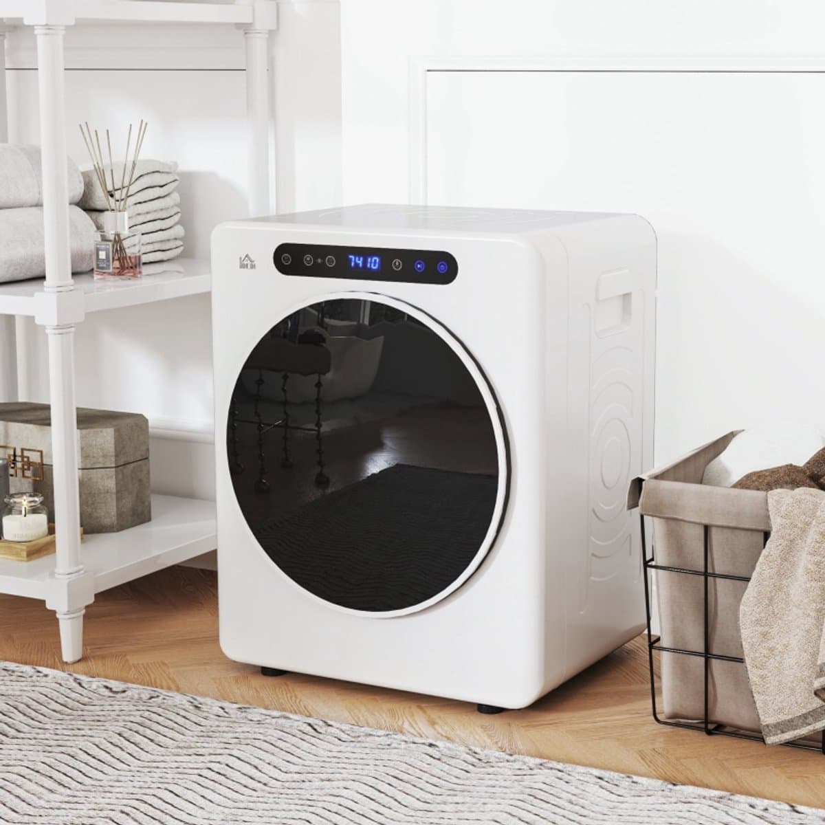 COVREO Wasdroger 3 kg, 49 x 43 x 61 cm, wit RVS, 6 programma's, touchbediening — afbeelding 1