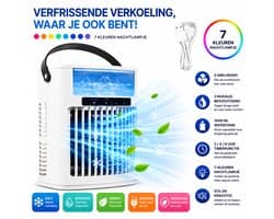 HomeGoodies - Airco - Aircooler - Mini airconditioner - Draagbaar - 7 Kleuren Nachtlamp - Voor Slaapkamer, Kantoor & Camper — afbeelding 1