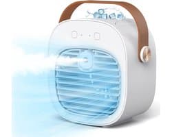 Mini airconditioner - Kleine airconditioner - 4000mAh batterij, 4-16 uur batterijduur - Mini airconditioner met drie snelheden - Stille tafelventilator, geschikt voor thuis, slaapkamer, op reis, op kantoor, binnen- en buitengebruik